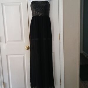 XOXO  black sequin sleeveless sheer wide leg jumpsuit Sz 1/2  NWOT